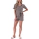 thumbnail image 2 of Pijamas para mujeres INSPIRE CHIC, conjunto de ropa de dormir de botones, parte superior de manga corta con pantalones cortos, conjuntos de lounge casuales, color marrón, 2 of 6