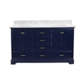 thumbnail image 5 of Harper 60" Double Bathroom Vanity with Royal Blue Cabinet and Carrara Marble Top, 5 of 6