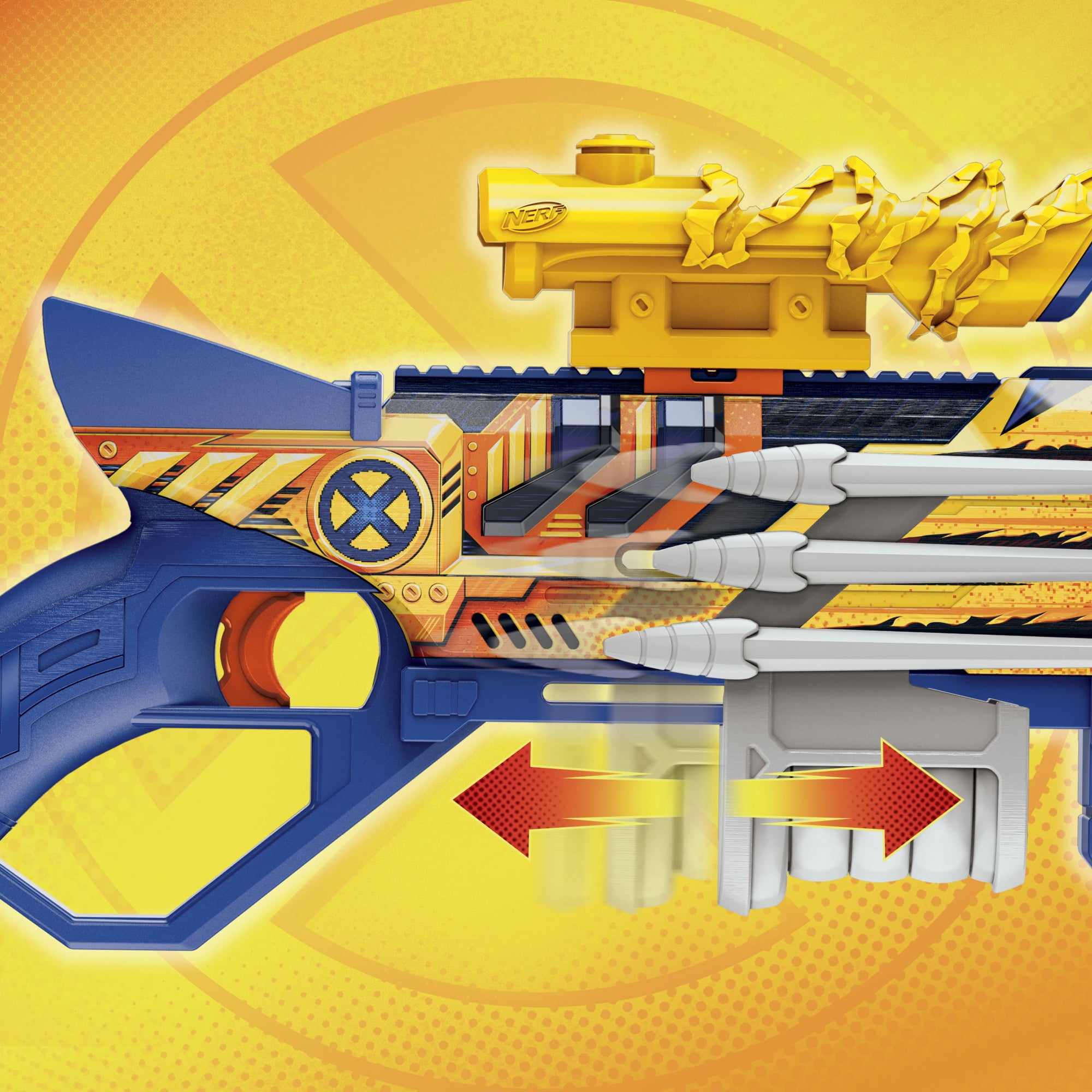 Nerf Marvel Wolverine Blaster with Scope & Dart Storage, 12 Nerf Elite Darts, Birthday Gifts, 8+