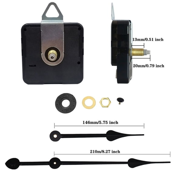 Quartz Clock Movement Replacement Clock Mechanism Battery Operated, Wall Clock Parts for Do It Yourself,Black