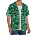 thumbnail image 4 of KLL Monstera Leaves Print Men's Shirt Short Sleeve Button Down Summer Cuba Beach Shirts- 3X-Large, 4 of 7