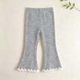 thumbnail image 7 of fnnxnal Kids Girls Flare Pants Ribbed Knit High Waist Stretchy Bell Bottom Lace Trim Gray,Size 8 T, 7 of 7