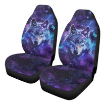 Uorisanigo Car Seat Cover Front Seats Only Full Set of 2, Flurry Purple Galaxy Wolf High Back Vehicle Front Seat Cover Universal Auto Interior Accessories Fit for Most Cars