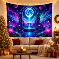 thumbnail image 3 of Moonlit Waterfall With Lotus Flowers and Planets in Cosmic Nebula Sky, Dreamy Fantasy for Space Lovers, Celestial Wall Art, Housewarming Gift Tapestry Wall Hanging for Living Room and Bedroom, 3 of 7