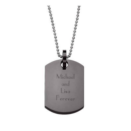 Personalized Planet Black Stainless Steel Engraved Dog Tag Pendant