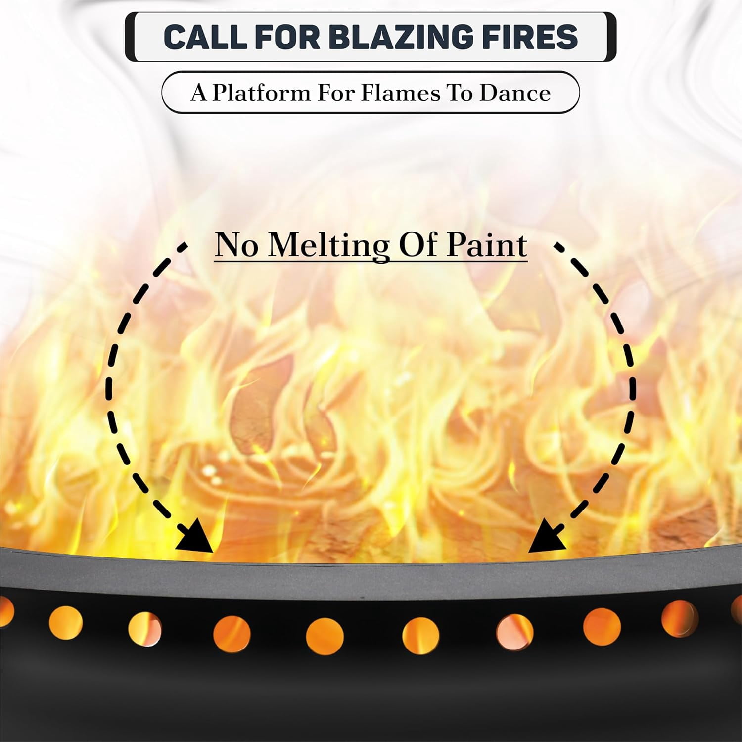 FEBTECH Smokeless Firepit Ring 45" OD & 39" ID for Outdoor Fire Pit with Heat Resistant Coating