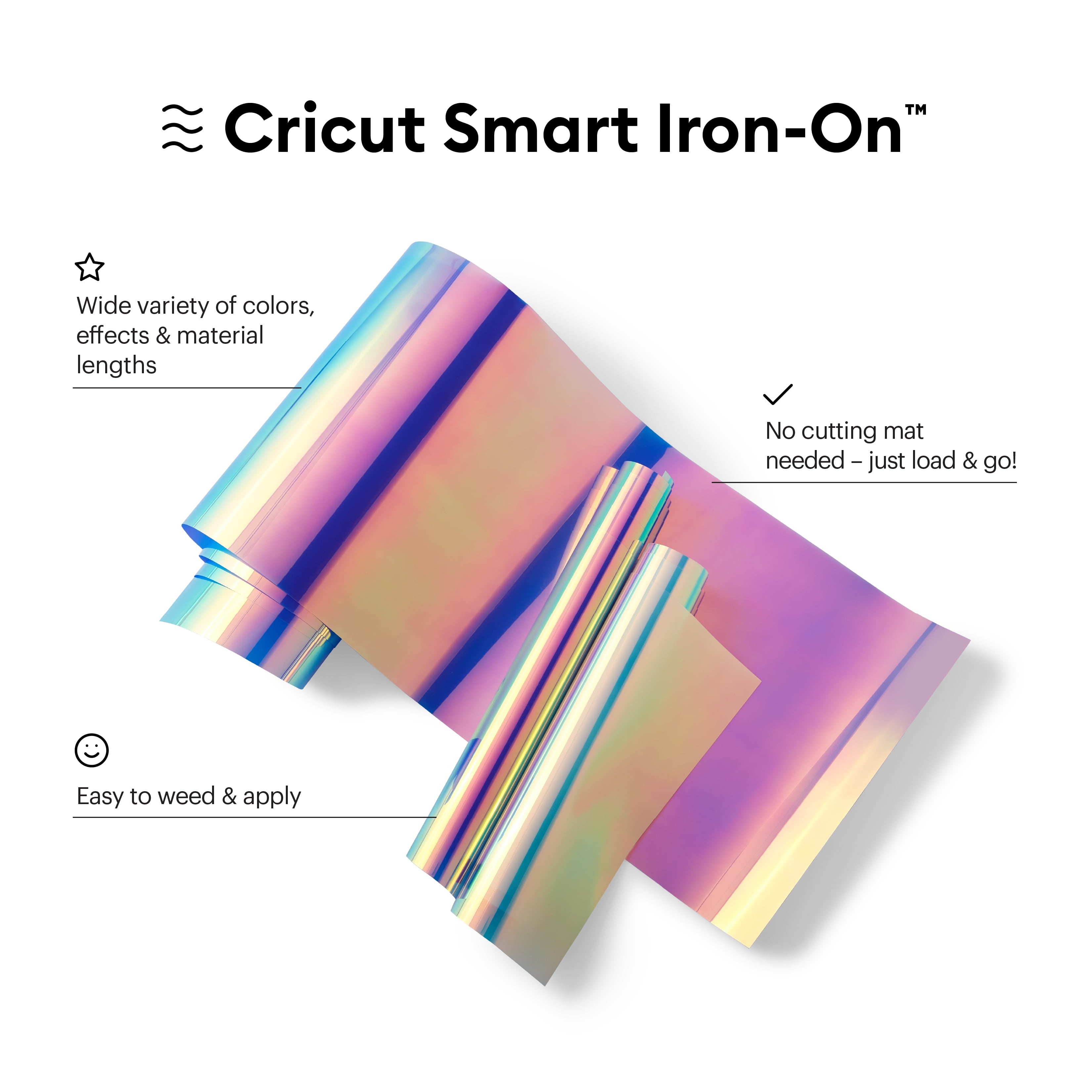 Cricut® Smart Iron-On™ Vinyl Holographic Matless Heat Transfer Vinyl (3 ft), 13" x 36", Translucent Blue
