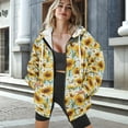 thumbnail image 3 of FOR U DESIGNS Daisy Sunflower Hoodies with Zipper for Women Oversized Trendy Hoodie Size L Comfortable Hooded Zip Up Sweatshirt Women Down-Shoulder Collar Sportswear, 3 of 7
