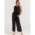 thumbnail image 6 of Women'S Pants Sets 2 Piece Outfits Sleeveless Round Neck Tank Tops Elastic Waist Wide Leg Black S, 6 of 9