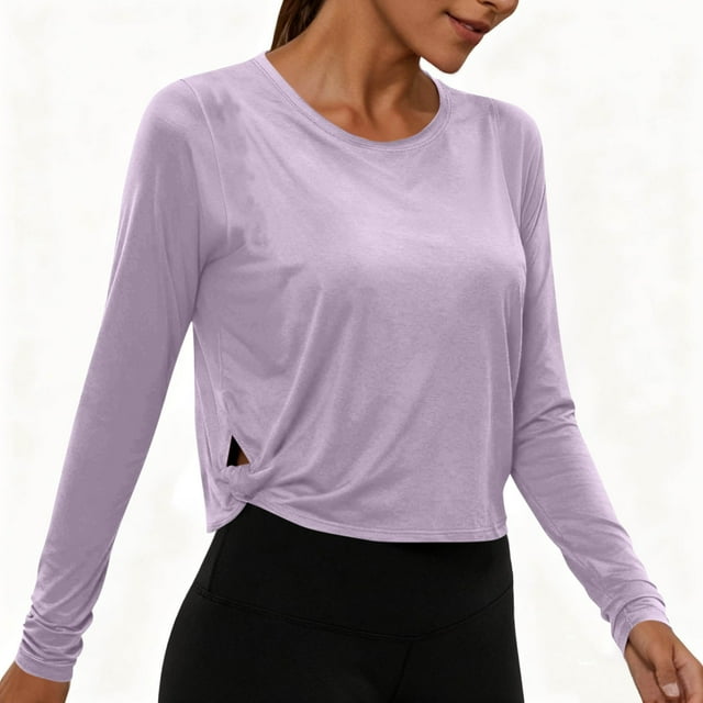 Miqool Womens Long Sleeve Workout Tops UPF 50+ Sun Protection Shirt Hollow Out Running Gym Quick Dry Shirt