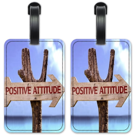 Positive Attitude - Luggage ID Tags / Suitcase Identification Cards - Set of 2