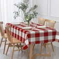 thumbnail image 2 of 60x84 Inch Checkered Farmhouse Linen Table Cloth Rectangle Buffalo Plaid Christmas Durable Tablecloth Striped Stain Resistant Table Cover for Dining Room Festival Party Table Decor, 2 of 7