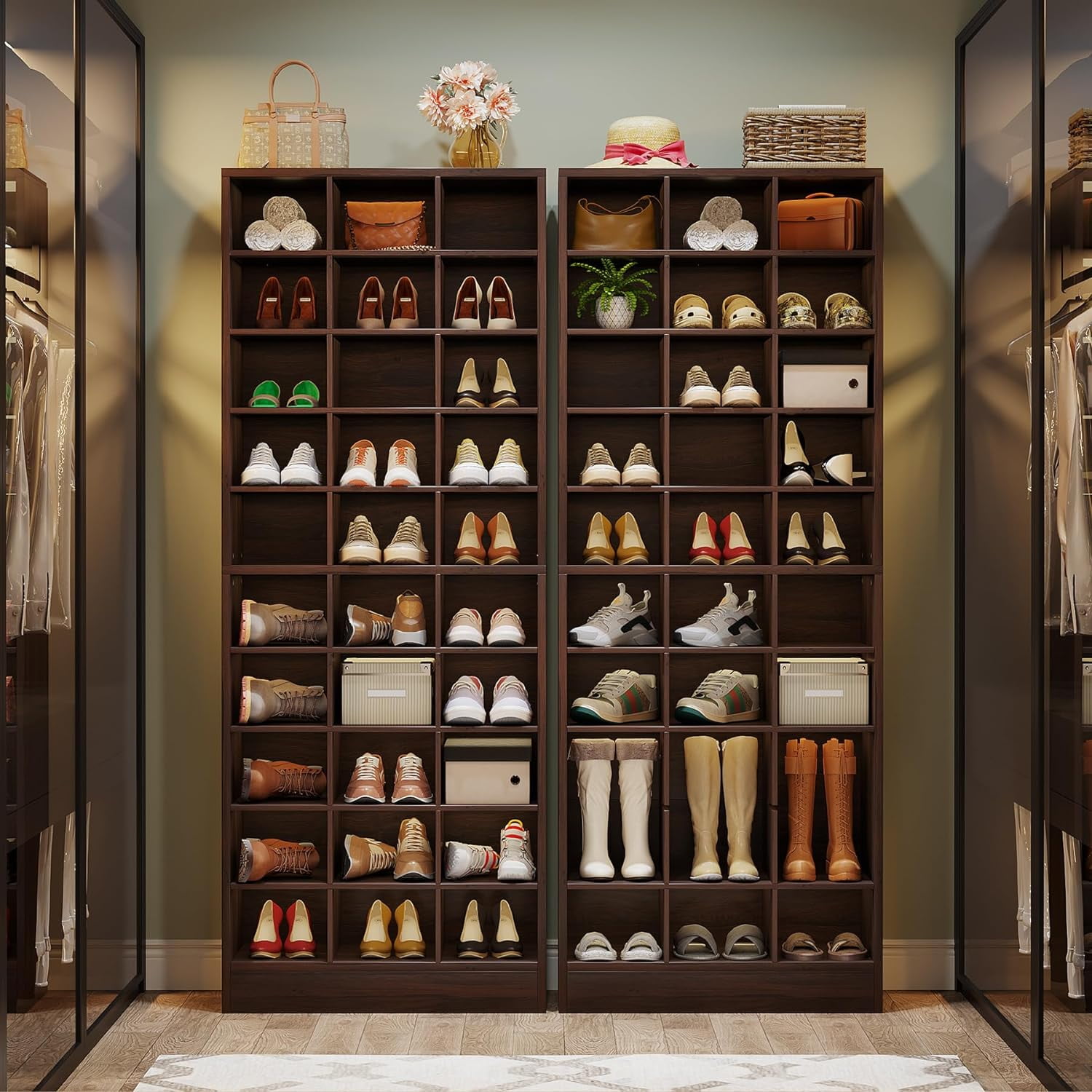 Tribesigns 10-Tier Shoe Storage Cabinet,  Wooden Shoe Rack with 30 Cubbies, Freestanding Tall Entryway Shoe Organizer for Closet, Entryway, Living Room