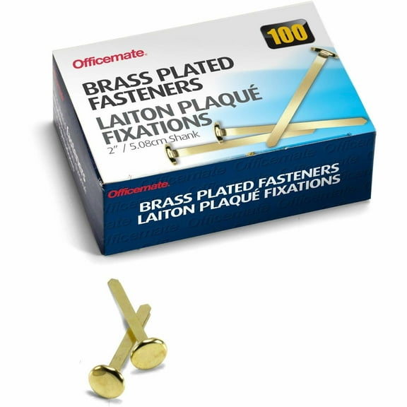Officemate Paper Fasteners, Brass, 2 Inch Shank (99817)