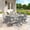 Gray Table-Gray Chairs, variant on Vicllax 5-Piece Outdoor Patio Dining Table Set, Metal, 4 Padded Swivel Chairs with Textilene Fabric