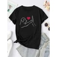 thumbnail image 3 of Dog Print Crew Neck T-Shirt, Casual Short Sleeve Top For Spring & Summer, Women's Clothing Tee For Adult, Men, Women, Teen, Teenager, Adolescent, Youth, 3 of 8