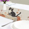 thumbnail image 4 of Yayeee Table Runner 70 inches Long Home Kitchen Dinning Party Decoration, Gray Cartoon Halloween Cat, 4 of 7