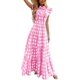 thumbnail image 3 of Vestido largo con correa de espagueti rosa Y2k para mujer, vestido largo plisado sin espalda, vestido fluido, ropa de Halloween, 3 of 5
