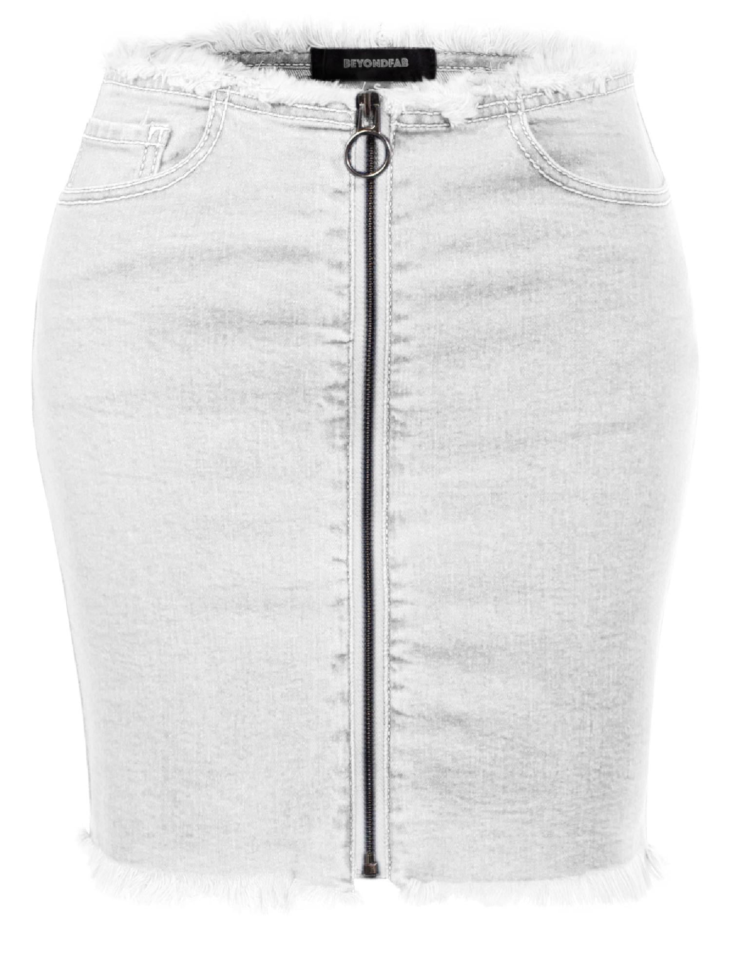 White denim skirt with zipper Clearance