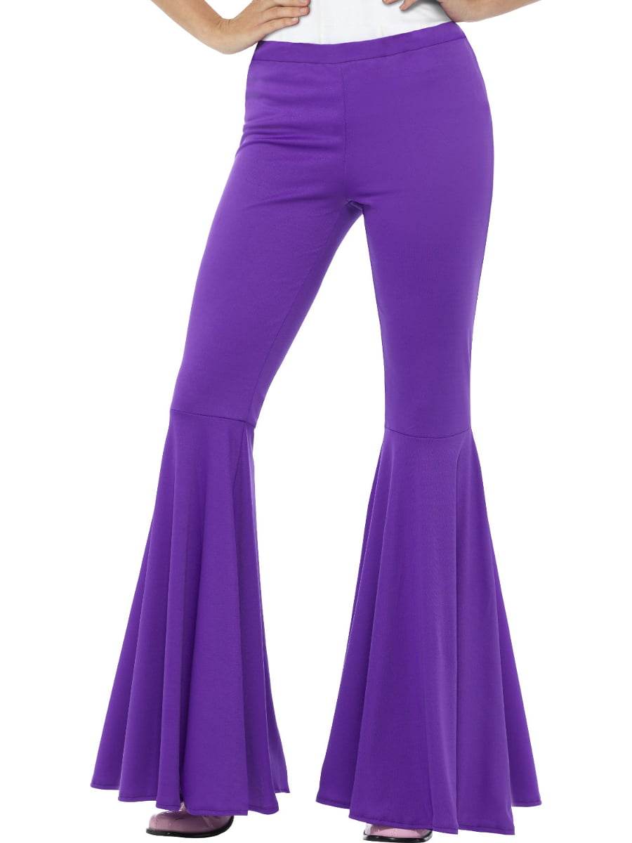 Smiffys - Adult's Womens Purple 70s Flared Groovy Disco Pants Costume ...