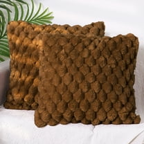 REGALWOVEN Pack of 2 Throw Pillow Covers Faux Fur Decorative Pillow Covers Fuzzy Plush Cushion Covers Dark Brown 18" x 18"