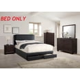 thumbnail image 5 of Stylish Modern Black Faux Leather Full Size Bed 1pc Bedframe Bedroom Furniture Storage Footboard Upholstery Headboard, 5 of 7