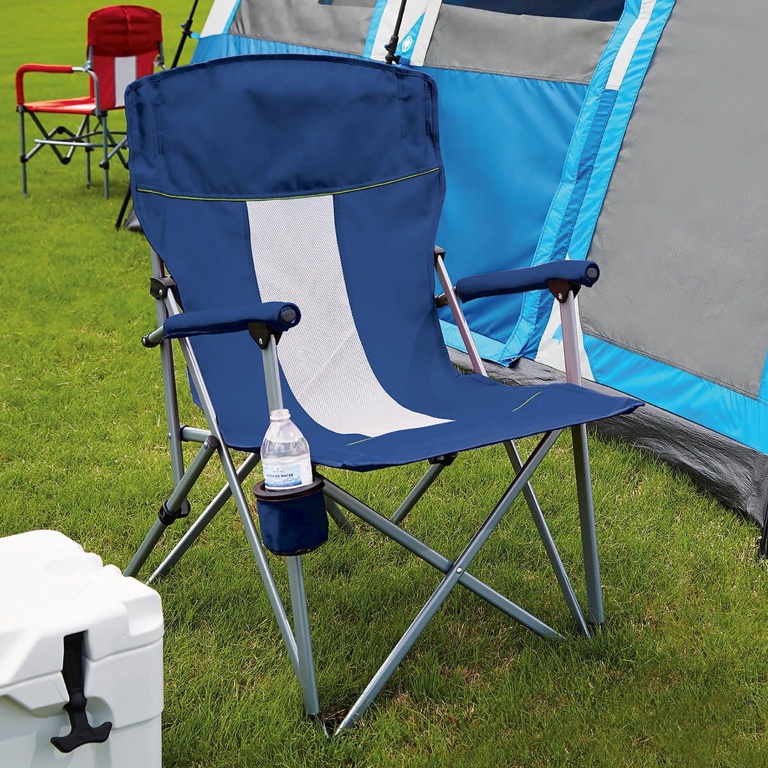 Member S Mark Folding Hard Arm Chair Blue Com