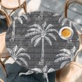 thumbnail image 4 of Dark Grey Palm Tree Round Tablecloth 36-44 Inch Round Fitted Table Cloth with Elastic Edge, Summer Botanical Tropical Tree Waterproof Table Cover Protector for Outdoor Picnic Party Dining, 4 of 9