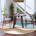 thumbnail image 3 of Round Rugs 6Ft, Aqua Brown Ombre Round Area Rug Washable Indoor Throw Carpet, Geometric Abstract Moire Modern Soft Non Slip Circle Rug for Office Cabinet Home Decor Aesthetic, 3 of 8