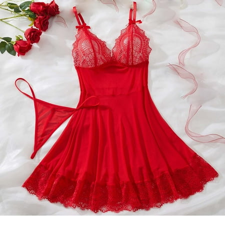 Sokhug Night Gowns for Woman Lace Sleep Dress Babydoll Nighty Chemise Nightgowns