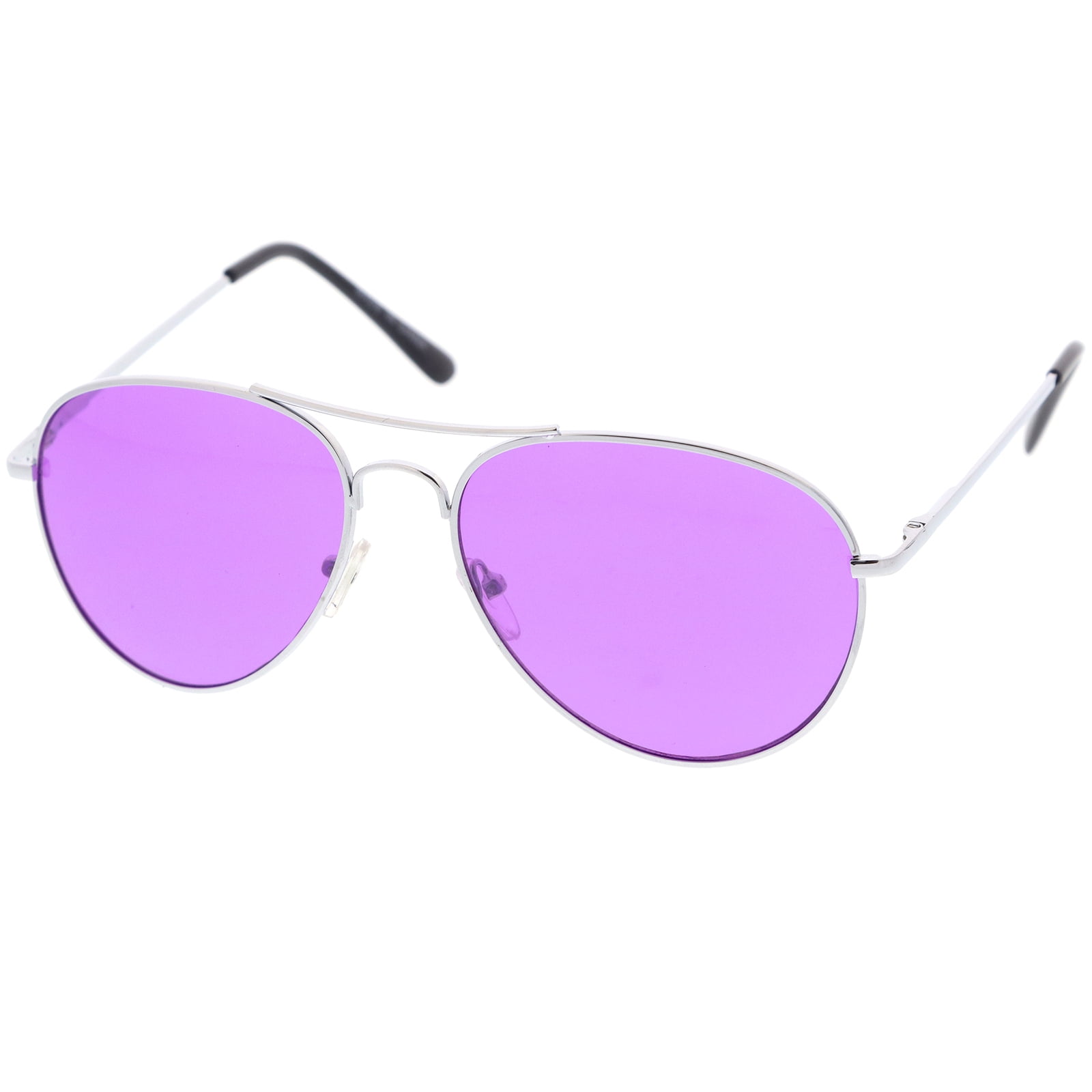 1650 Aviator Sunglasses Silver Frames Purple Lenses NWT Classic Metal Frame Colored Teardrop Lens Aviator Sunglasses  main image 4