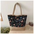 thumbnail image 3 of Xiaocao8 Printed Canvas Tote Bag for Women, Shoulder Bags with Zipper Handbag Casual Bag for Travel and Work，Black, 3 of 9