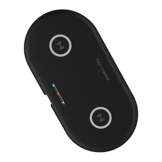 Cargador Inalámbrico Doble HT-02: Carga Rápida de 10W para Dos Dispositivos, Diseño Elegante y Compacto, Protección Integral, Compatible con iPhone y Samsung, Color Negro.