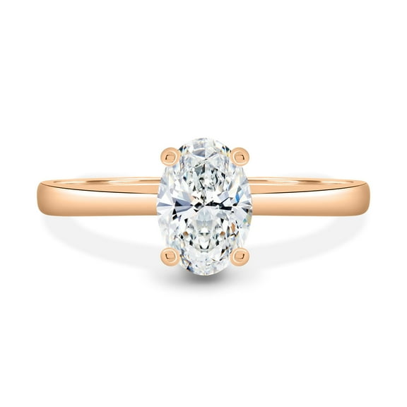 Este origin Oval Solitaire Moissanite Engagement Ring with Tapered Band in 14K Rose Gold