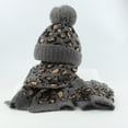 thumbnail image 2 of EHRWE 3Pcs Kids Winter Beanie Hat Scarf Gloves Set Kids Toddler Baby Leopard Print Unisex Autumn Winter Classic, 2 of 3