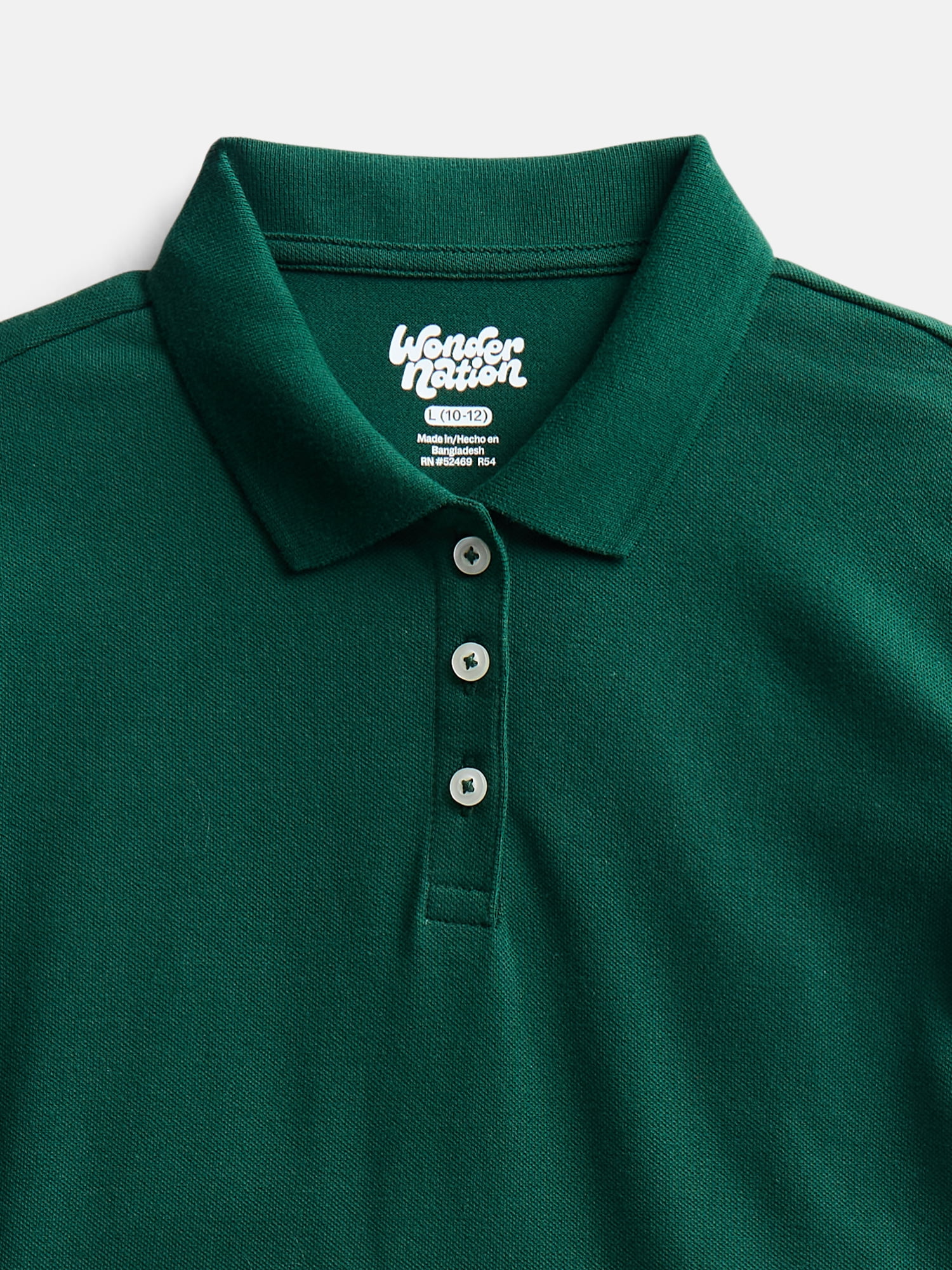Wonder Nation Girls School Uniform Pique Polo Shirt with Short Sleeves, Size 4-18
