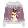 thumbnail image 4 of Fiaer Christmas Sweatshirts Women Snowman Snowflake Graphic Long Sleeve Pullovers Plus Size Crew Neck Loose Fit Trendy Tops Pink1 XXL, 4 of 4