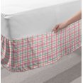 thumbnail image 2 of Abstract Bed Skirt, Pastel Colored Checkered Tartan Pattern with Geometric Stripes Print, Elastic Bedskirt Dust Ruffle Wrap Around for Bedding Decor, 4 Sizes, Mint Salmon Pale Pink, by Ambesonne, 2 of 2