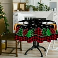 thumbnail image 6 of Round Christmas Tablecloth 60 Inch, Christmas Trees Table Cloth, Black Buffalo Plaid Winter Xmas Tablecloths and Snowflake for Kitchen Dining Decor, 6 of 6