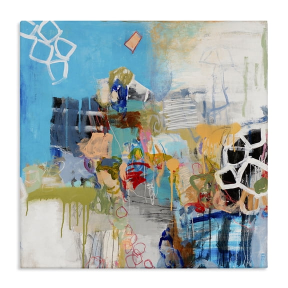 Stupell Industries Contemporary Vibrant Square Abstraction Energetic Design Canvas Art, 17 x 17, by Jeffrey Tover