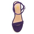 thumbnail image 4 of FSJ Women Classic Round Open Toe Wedge High Heel Sandals Espadrille Platform Lace-up Adjustable Buckle Ankle Strap Cute Summer Dress Shoes Size 8.5 Purple, 4 of 5
