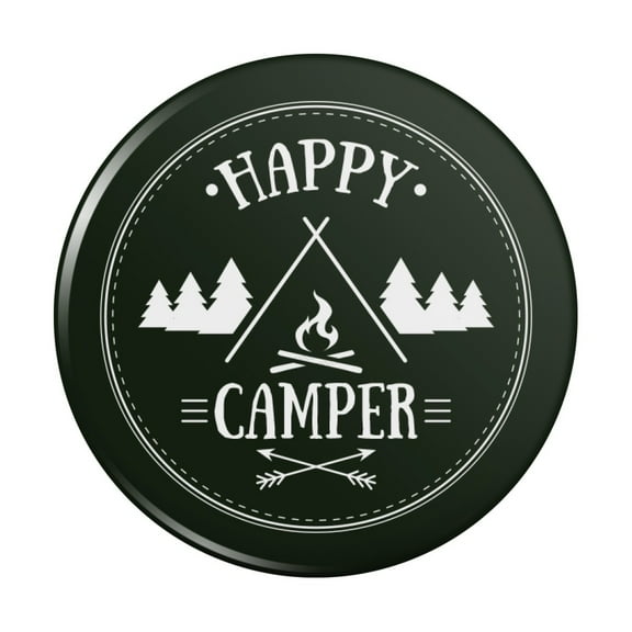 Happy Camper with Campfire Kitchen Refrigerator Locker Button Magnet