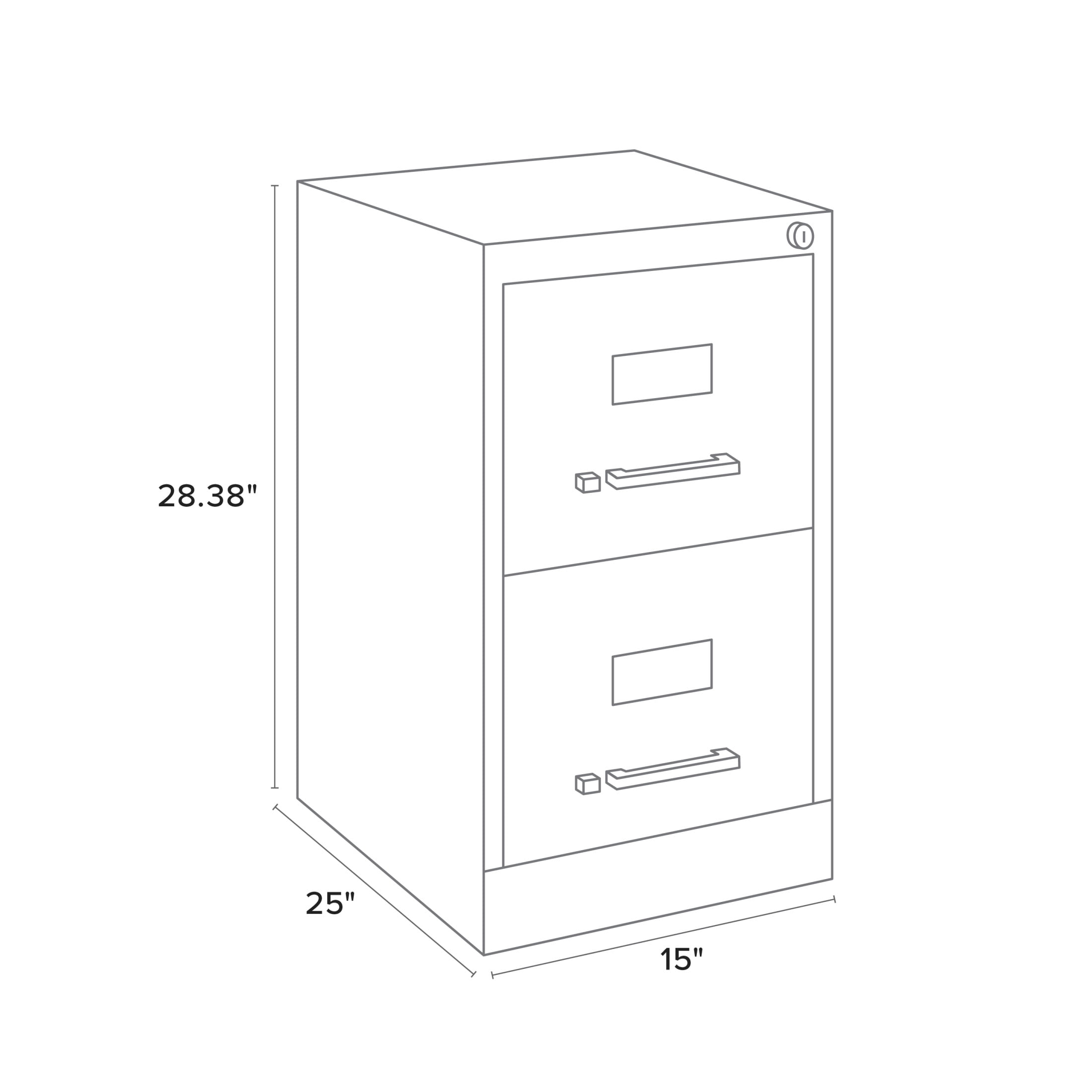 Hirsh 2 Drawer Letter Locking Metal Vertical File Cabinet, 25" Deep, Gray