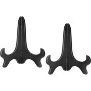 2pcs 7" Easel Plate Holder, Wood-like Plastic Folding Display Stand Black for Decorative Picture Frame