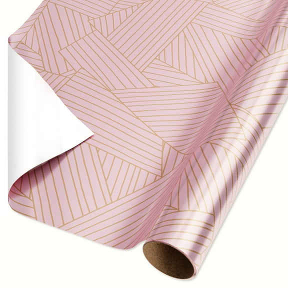 American Greetings 30 in. All Occasion Foil Wrapping Paper, Pink Geometric (1-Roll, 15 Sq. ft.)