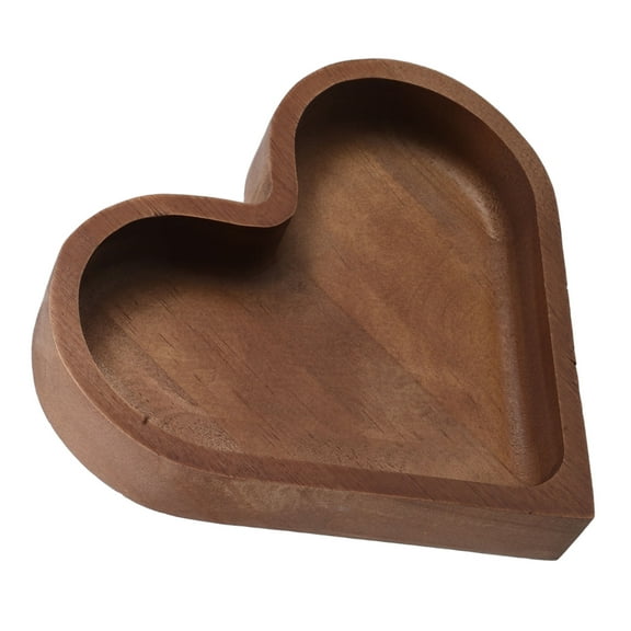 GETAJGHSD Heart-Shaped Wood Serving Tray 1 Piece Brown Candy Dish Design for Dining Table and Home Use