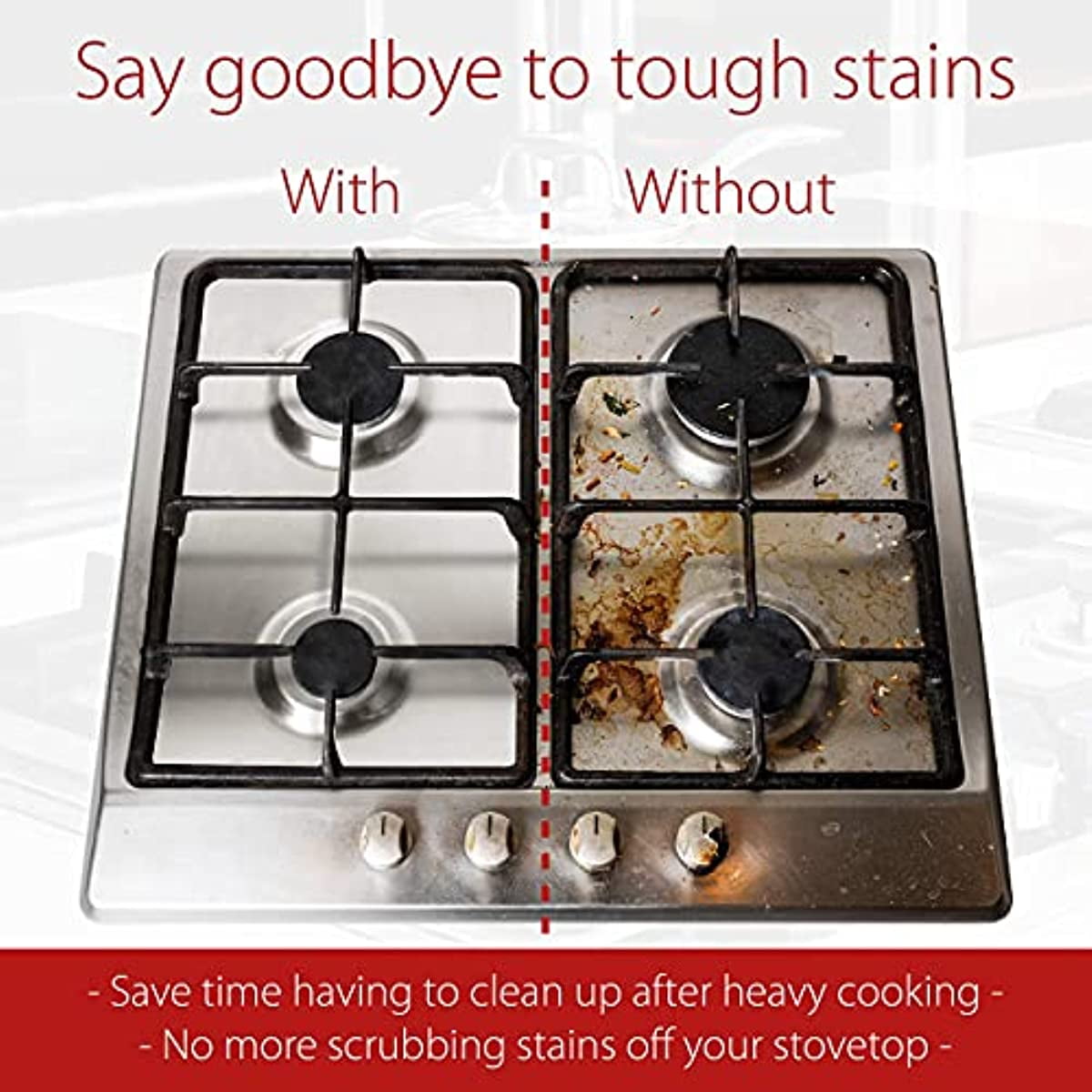 Gas Stove Burner Covers (400 Packs) | Disposable Aluminium Stove Burner Liner | 8.5 Inch Square Heat-resistant Gas Stove Protector
