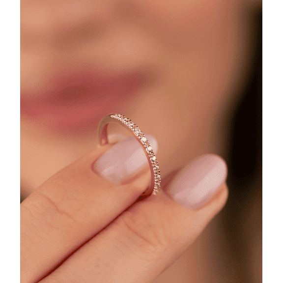 14K Solid Gold Pave Ring with CZ