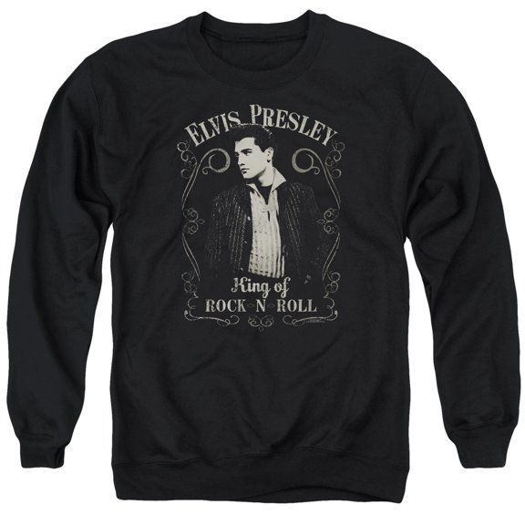Trevco ELV861-AS-4 Elvis Presley & Rock Legend Adult Crewneck Sweatshirt, Black - Extra Large