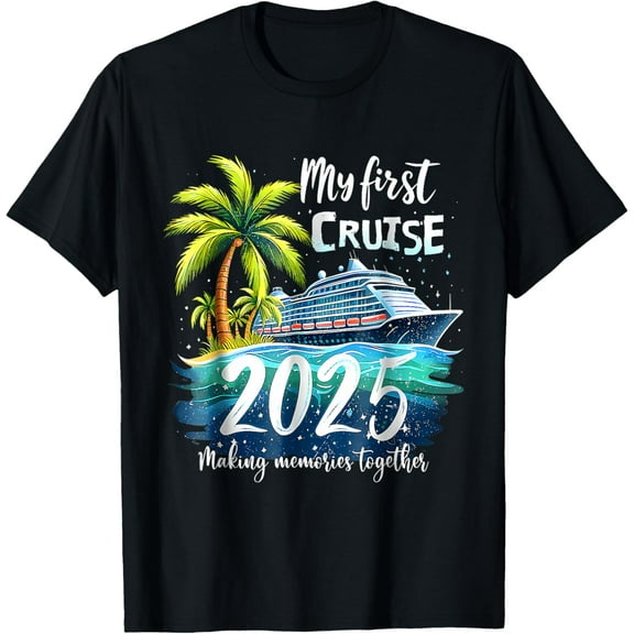 Playful Comfort Tee - My First Cruise 2025 Funny First Time Cruise Vacation 2025 T-Shirt